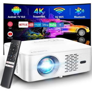 CiBest 4K Support Native 1080P Projector with WiFi and Bluetooth, 600 ANSI Full-Sealed Optical Outdoor Projector, Autofocus/Keystone, Smart Home Movie Projector for iOS/Android