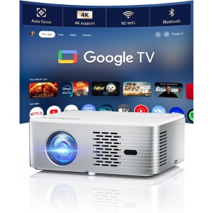 CiBest Google TV Projector, Native 1080P Projector with WiFi and Bluetooth, 4K Support, Auto Focus/Keystone, Full-Sealed Optical, Smart Projector for Home Movie Outdoor Use